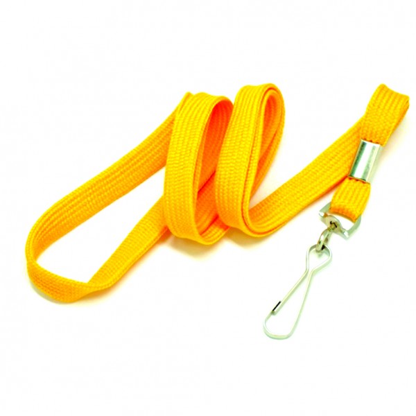 Flat tubular lanyards with standard snap swivel hook YELLOW-10mm ...